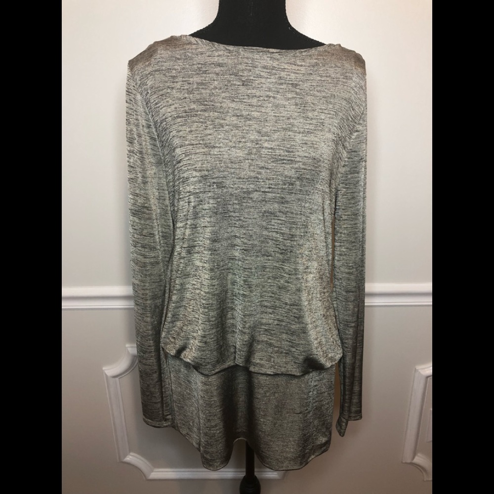 WHBW long sleeve tunic w/strapped drape back